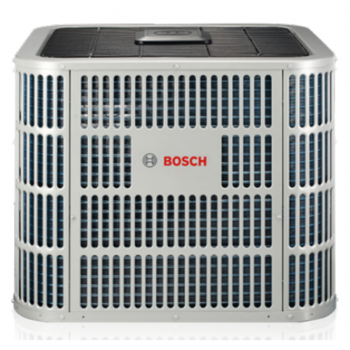 Outdoor Bosch HVAC unit for efficient home cooling and heating solutions.