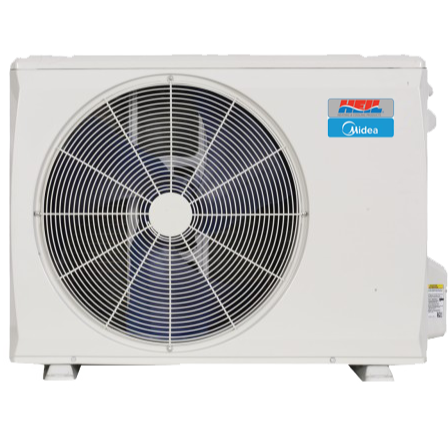 Outdoor air conditioning unit with visible fan, enhancing energy efficiency and cooling performance for modern homes.