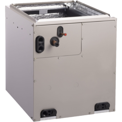 Modern HVAC furnace unit with metallic exterior and control panel, ideal for residential heating solutions.