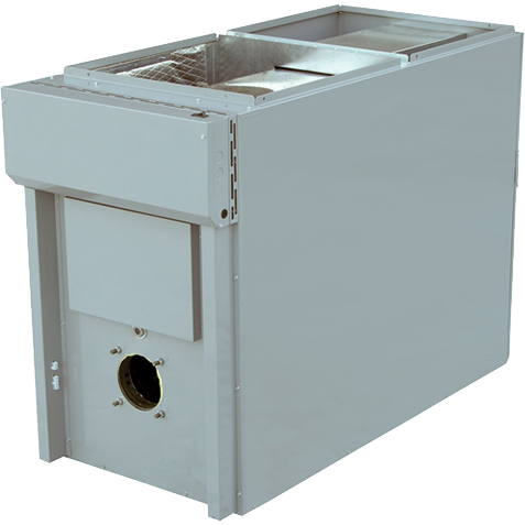 Industrial furnace unit for heating systems, displaying a sleek, compact design perfect for efficient energy use.